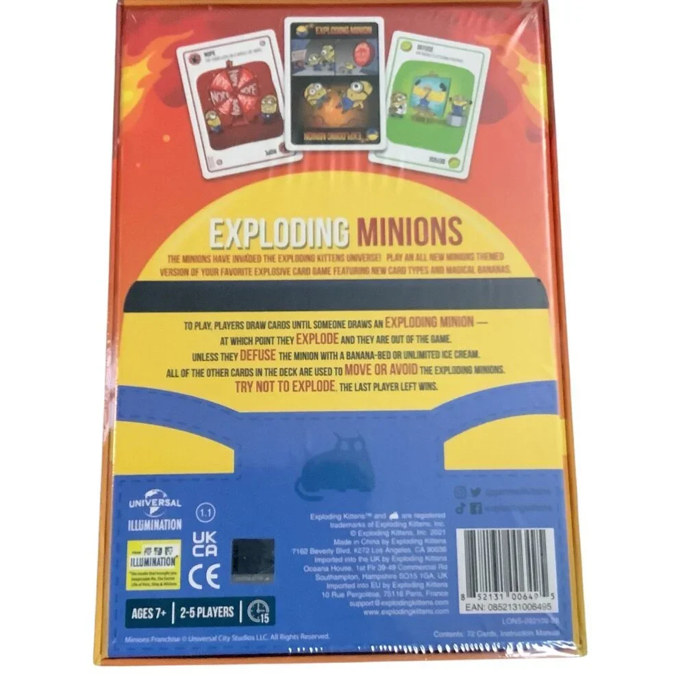 Exploding Minions Card Game Age 7+ 2-5‎ Players Family Friendly Fun Strategy New